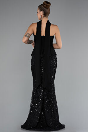 Straplez Peplum Detay Taşlı Uzun Balık Abiye ABU5131