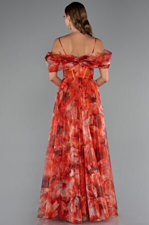 Yırtmaçlı Uzun Empirme Abiye Elbise ABU5133