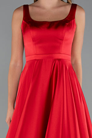 Kolsuz Uzun Saten Abiye Elbise ABU5136