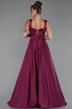 Kolsuz Uzun Saten Abiye Elbise ABU5136