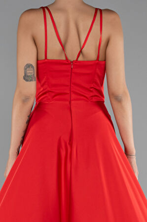 Zincir Askılı Göğüs Drapeli Uzun Saten Abiye ABU5146