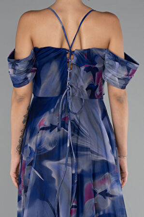 Bacak Dekolteli Uzun Empirme Abiye Elbise ABU5148