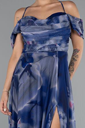 Bacak Dekolteli Uzun Empirme Abiye Elbise ABU5148