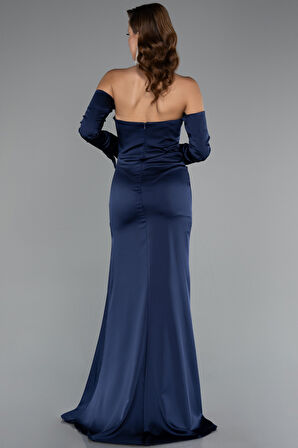 Straplez Kol Aksesuarlı Uzun Saten Abiye ABU5168