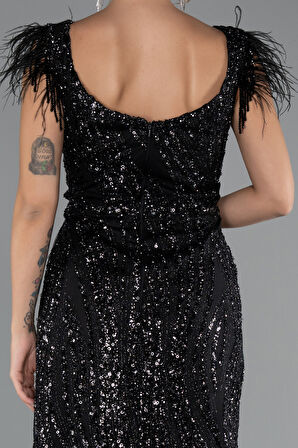 Kısa Kol V Yaka Taşlı Uzun Büyük Beden Abiye ABU5182