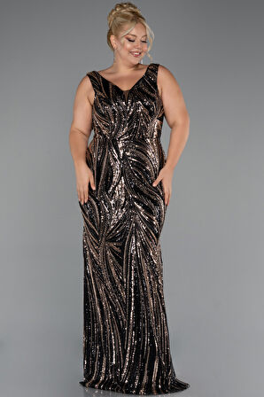 Kolsuz Boncuklu Uzun Büyük Beden Abiye ABU5189