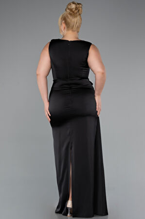 Kolsuz Kuyruklu Uzun Saten Büyük Beden Abiye ABU5193