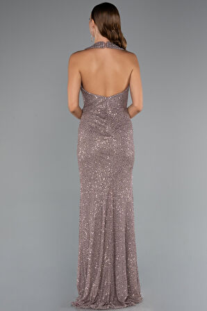 Göğüs Ve Sırt Dekolteli Uzun Pullu Abiye ABU5209