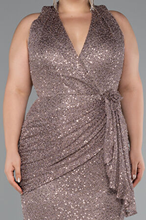 Sırt Dekolteli Uzun Pullu Büyük Beden Abiye ABU5210