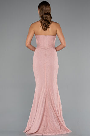 Taşlı Straplez Eldivenli Uzun Dantel Balık Abiye ABU5215