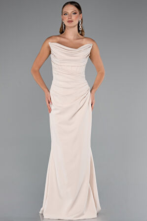 Straplez Balen Korse Şallı Uzun Abiye Elbise ABU5216