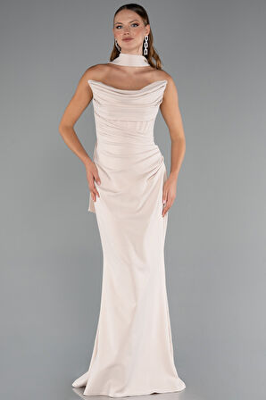 Straplez Balen Korse Şallı Uzun Abiye Elbise ABU5216