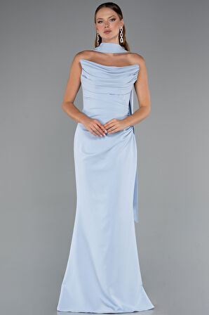 Straplez Balen Korse Şallı Uzun Abiye Elbise ABU5216