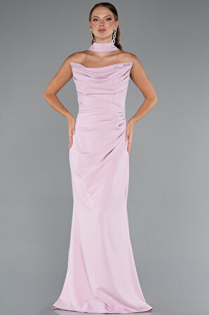 Straplez Balen Korse Şallı Uzun Abiye Elbise ABU5216