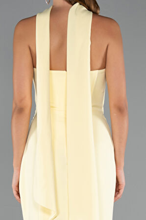 Straplez Balen Korse Şallı Uzun Abiye Elbise ABU5216