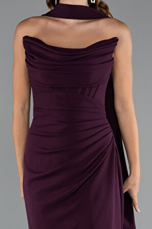 Straplez Balen Korse Şallı Uzun Abiye Elbise ABU5216