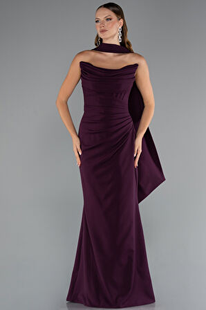 Straplez Balen Korse Şallı Uzun Abiye Elbise ABU5216