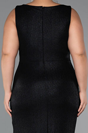 Kolsuz Yırtmaçlı Uzun Simli Büyük Beden Abiye ABU5231