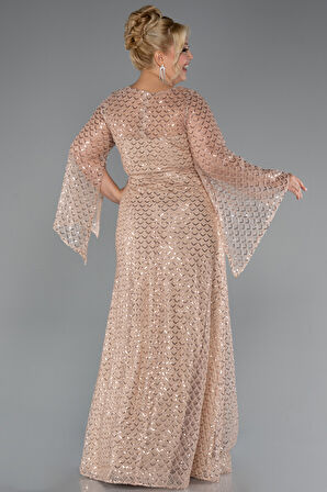 Uzun Kol V Yaka Boncuklu Büyük Beden Abiye ABU5243