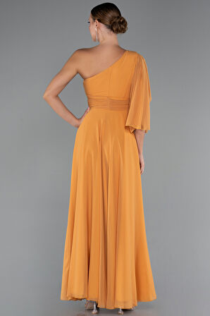 Tek Kol Yırtmaçlı Uzun Şifon Abiye ABU5259