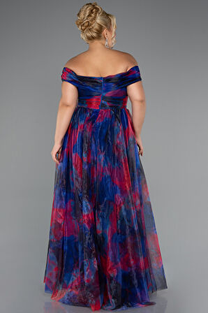 Kayık Yaka Uzun Empirme Büyük Beden Abiye ABU5263