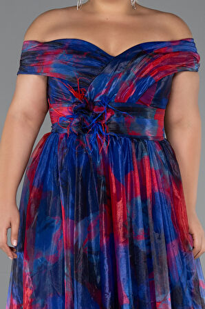 Kayık Yaka Uzun Empirme Büyük Beden Abiye ABU5263