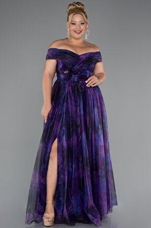 Kayık Yaka Uzun Empirme Büyük Beden Abiye ABU5263