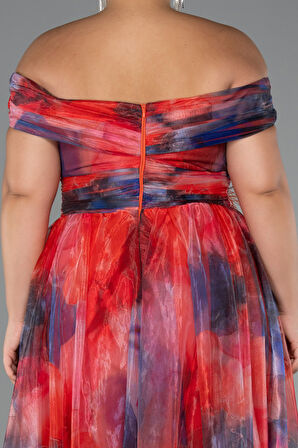 Kayık Yaka Uzun Empirme Büyük Beden Abiye ABU5263