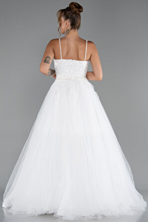 Askılı Üstü Pullu Uzun Prenses Elbise ABU5279