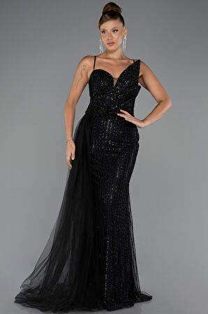 Askılı Kuyruklu Uzun Boncuklu Özel Tasarım Abiye ABU5297