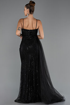 Askılı Kuyruklu Uzun Boncuklu Özel Tasarım Abiye ABU5297