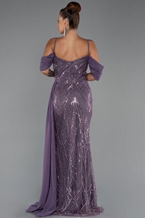 Omuz Dekolteli Yırtmaçlı Uzun Boncuklu Abiye ABU5316