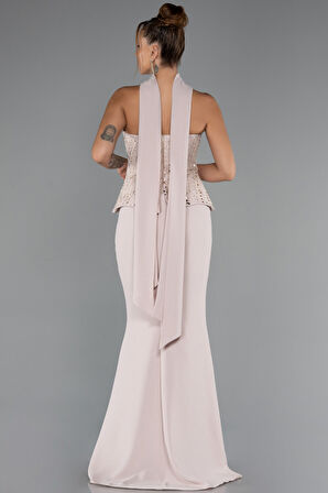 Pullu Straplez Peplum Kesim Uzun Abiye Elbise ABU5320