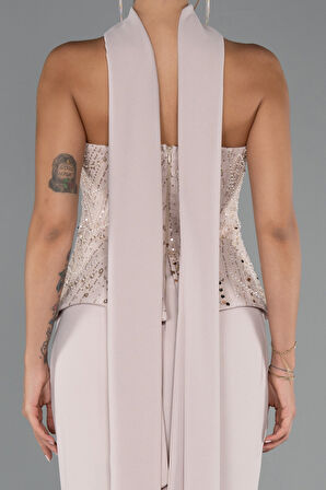 Pullu Straplez Peplum Kesim Uzun Abiye Elbise ABU5320