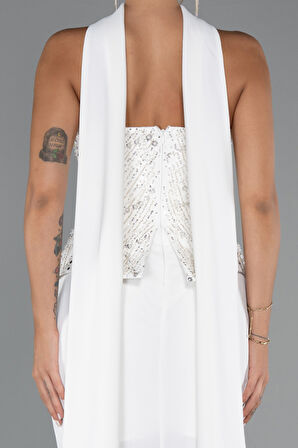 Pullu Straplez Peplum Kesim Uzun Abiye Elbise ABU5320