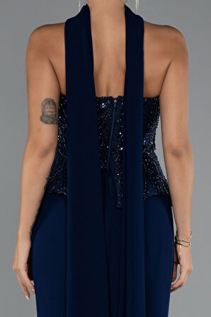 Pullu Straplez Peplum Kesim Uzun Abiye Elbise ABU5320