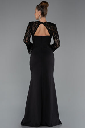 Dantelli Uzun Kol Bacak Dekolteli Abiye ABU5322