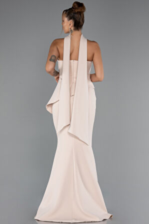 Taşlı Straplez Yaka Peplum Kesim Uzun Abiye ABU5329