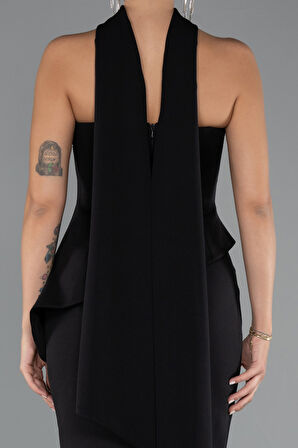 Taşlı Straplez Yaka Peplum Kesim Uzun Abiye ABU5329