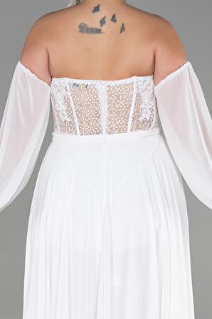 Straplez Şifon Büyük Beden Abiye ABU5380