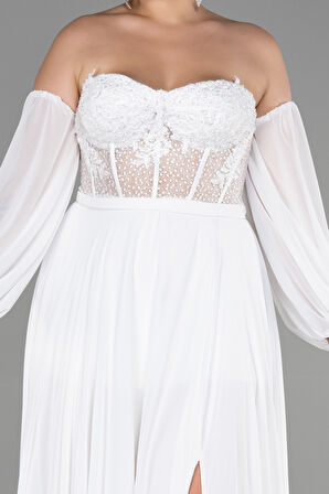 Straplez Şifon Büyük Beden Abiye ABU5449