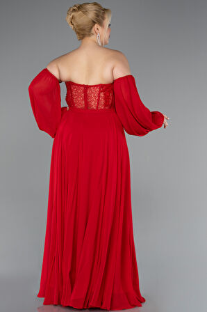 Straplez Şifon Büyük Beden Abiye ABU5449