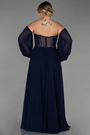 Straplez Şifon Büyük Beden Abiye ABU5449