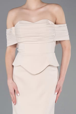 Straplez Peplum Kesim Uzun Abiye Elbise ABU5559