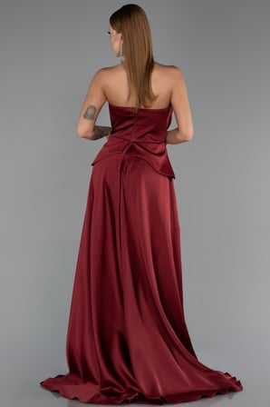 Straplez Peplum Kesim Kuyruklu Uzun Dantel Abiye ABU5615