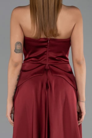 Straplez Peplum Kesim Kuyruklu Uzun Dantel Abiye ABU5615