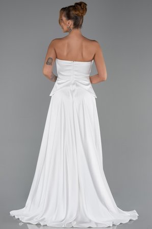 Straplez Peplum Kesim Kuyruklu Uzun Dantel Abiye ABU5615