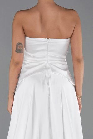 Straplez Peplum Kesim Kuyruklu Uzun Dantel Abiye ABU5615