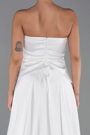 Straplez Peplum Kesim Kuyruklu Uzun Dantel Abiye ABU5615