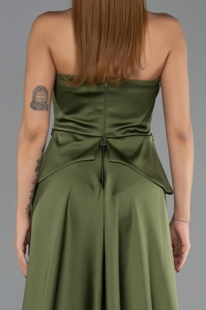 Straplez Peplum Kesim Kuyruklu Uzun Dantel Abiye ABU5615